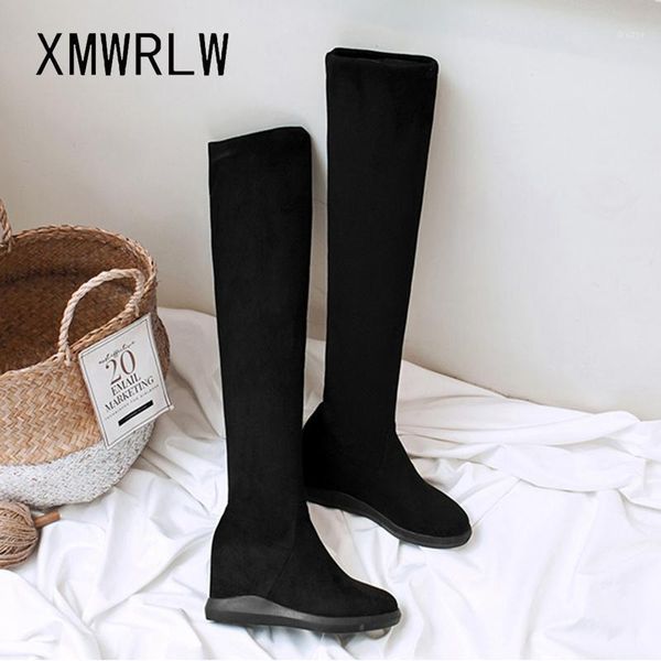 

xmwrlw stretch leather women's high boots autumn winter hidden heel over the knee boots for women winter shoes ladies high boot1, Black