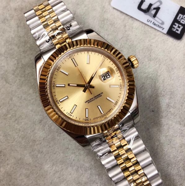 

sales 40 mm two tone gold dial men's watch date m126331 cal.2813 automaticmechanical date just wristwatches, Slivery;brown