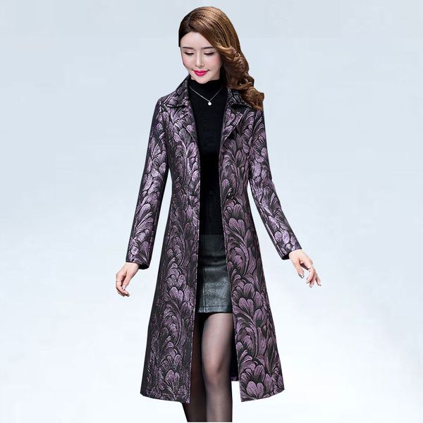 

long sleeve printing trench coats 2020 spring coat women new large size women trench coats middle aged clothing long, Tan;black