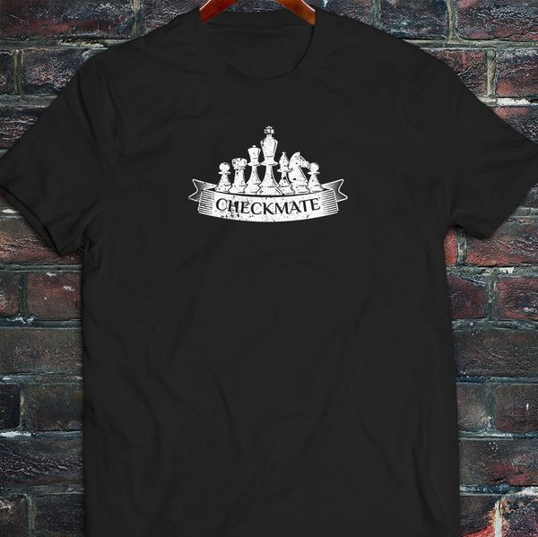 

лето с коротким рукавом плюс размер checkmate шахматного короля queen knight ломбарды стратегия mens black футболка майка спортивная с капюш