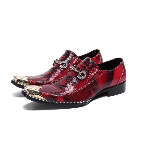 

2020 gold metallic square toe men dress shoes formal men business wedding shoes oxford red, Black