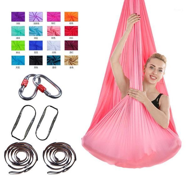

resistance bands yoga hammock silk fabric anti-gravity swing aerial flight indoor knotted1