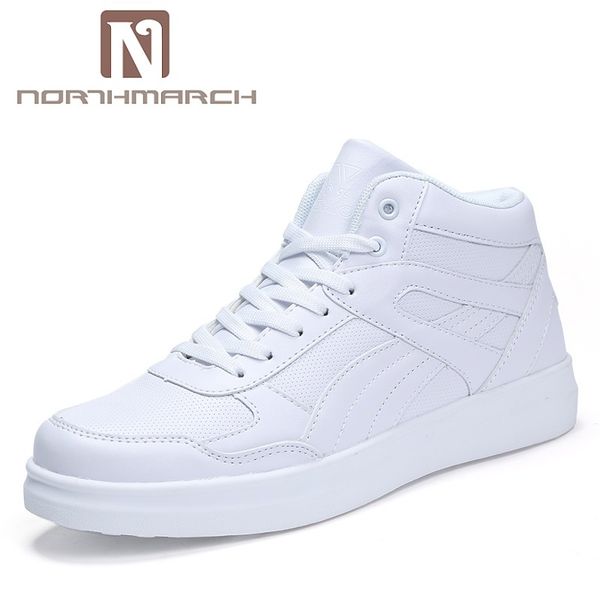 

northmarch fashion spring leather breathable casual shoes white comfortable high-men sneakers chaussures homme, Red;white