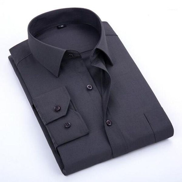 

2020 spring autumn men fashion long sleeve solid color dress shirts,cotton breathable slim fit business formal camisa1, White;black