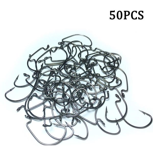 

50pcs/lot 2# 4# 6# 8# high carbon steel fishing hooks crank hook lure worm pesca for soft bait tackle acc jllasb