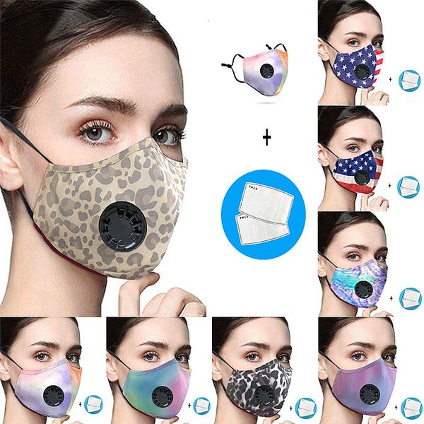 

face mask anti-dust earloop with breathing valve adjustable reusable fashion masks soft breathable anti-fog protective masks with 2 filters