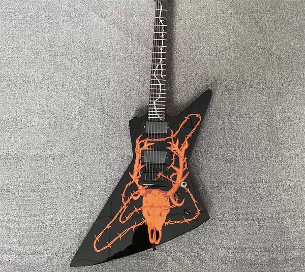 

explorer black electric guitar mahogany fingerboard ebony