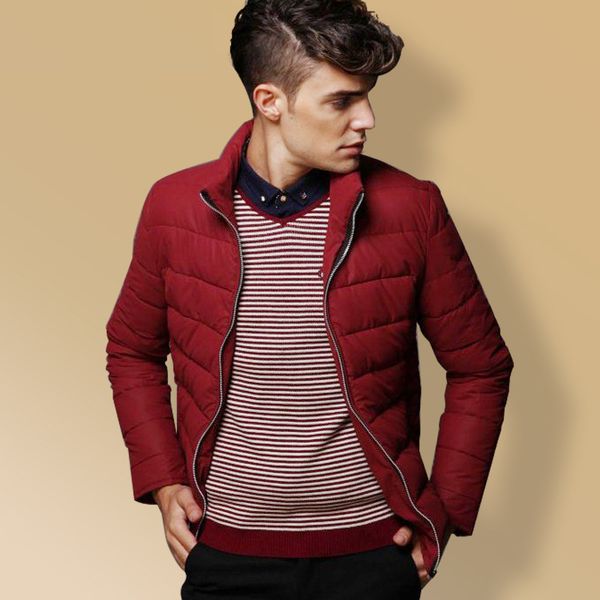 

men's jackets thin down cotton jacket solid color coat kg-272, Black