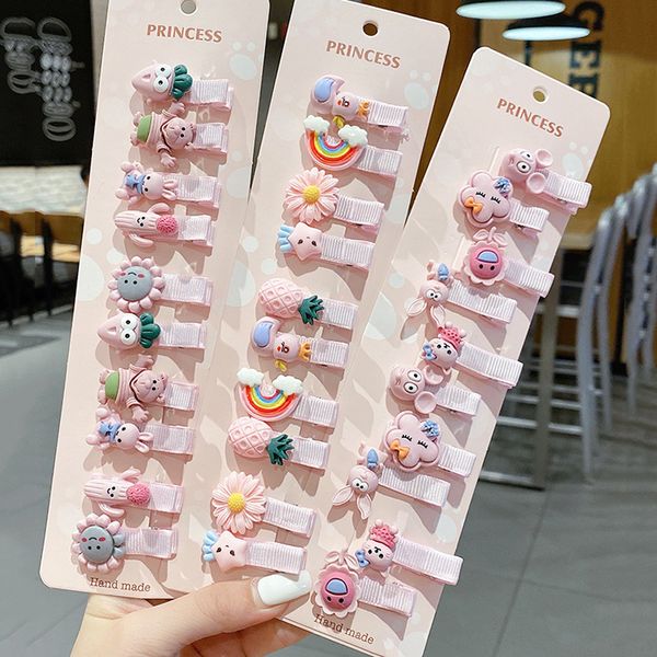 

10 pcs/set new cute children hair hairpin baby ear side bangs clip fruit headdress female hair accessories oh2076
