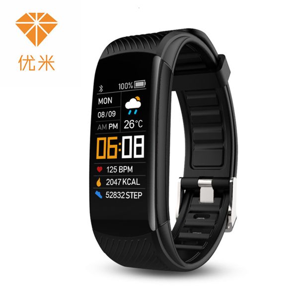 

gift c5s color screen sports silicone step intelligent bracelet heart rate health monitoring remote self timerbgt