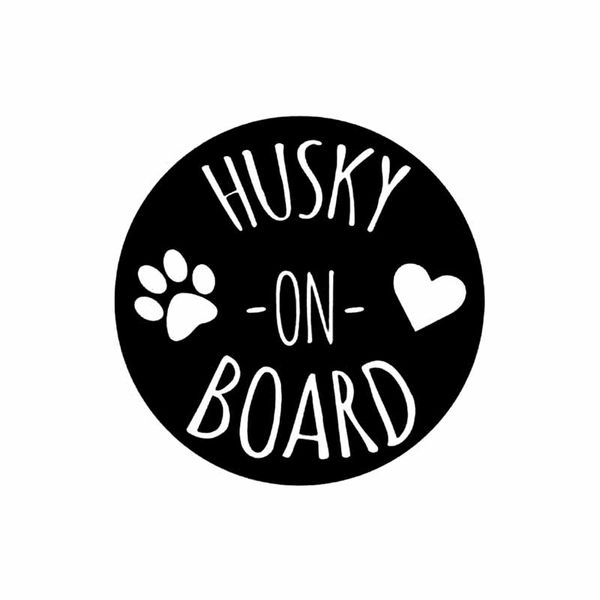 

11.4cm*11.4cm husky on board lovely print vinyl car sticker decal black silver c14-0098
