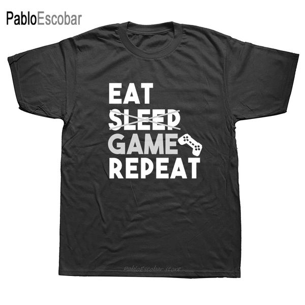 

eat game repeat no sleep funny gamer life mens short sleeves oversized streetwear hip hop printed tees hoodie designers t shirts sweatshirt