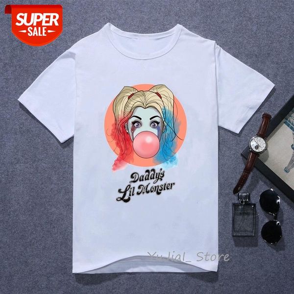 

funny Harley Quinn blowing bubbles print t-shirt women aesthetic clothes 2020 vogue sexy t shirt femme harajuku ulzzang shirt #h74a, White