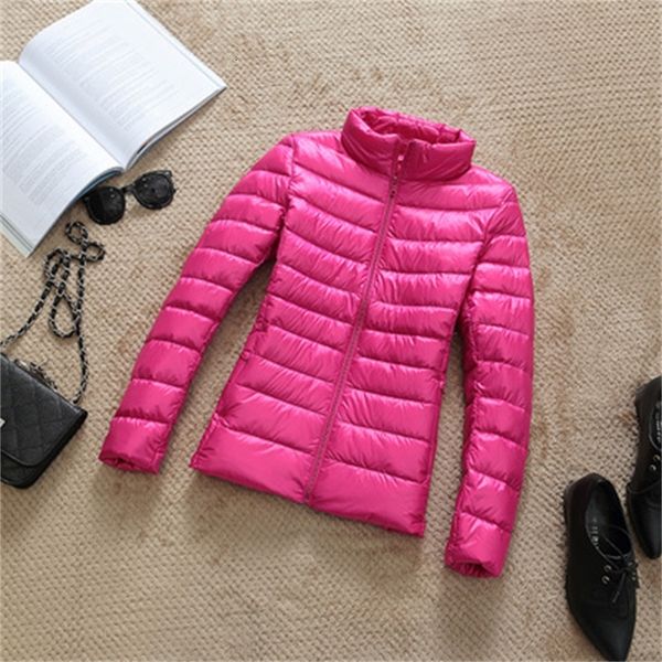 

2021 new women winter coat new ultra light white fine autumn portable wind-proof puffer down parka jacket 0gto, Black