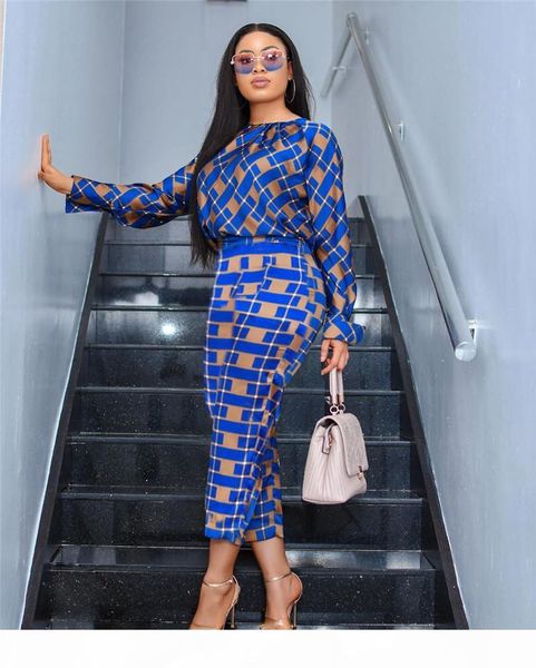 

womens designer two piece pants plaid pattern printed casual 2pcs sets shirt sleeve womens casual suits, White