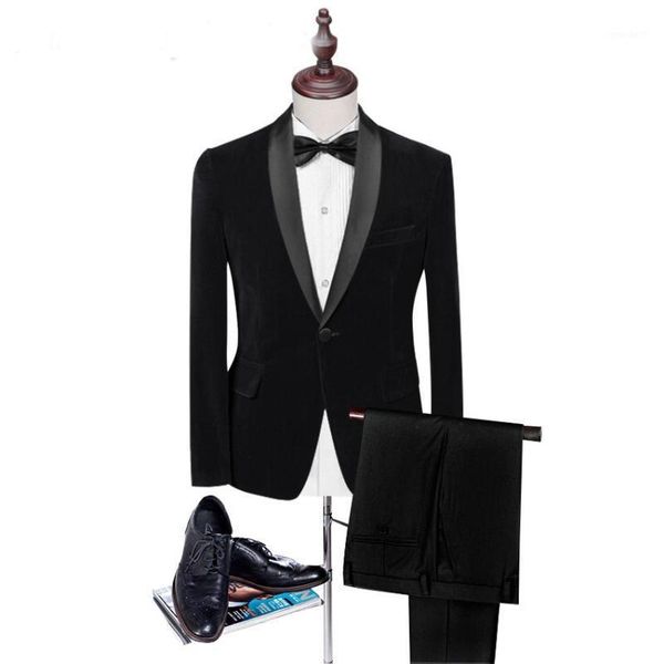 

men's suits & blazers classic black shawl lapel velet groom custom men wedding/prom/dinner tuxedos (jacket+pant+bowtie)1, White;black