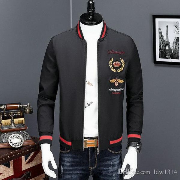 

new men's designer jacket long sleeve shirt new brand luxury stand collar men's zipper windbreaker brand embroidered cold-proof, Black;brown