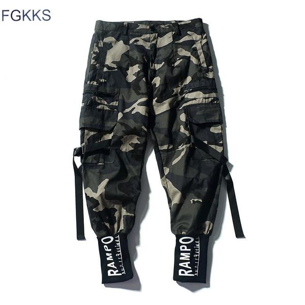 

fgkks men camouflage cargo pants street fashion male hip hop pencil pants men's 100 % casual sweatpants brand clothing, Black