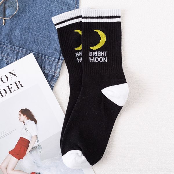 

rwdqy мода версия ulzzang корейского стиль спортивного harajuku корейского harajuku два бара школьного шаблона женщины ближнего луна носки д, Black