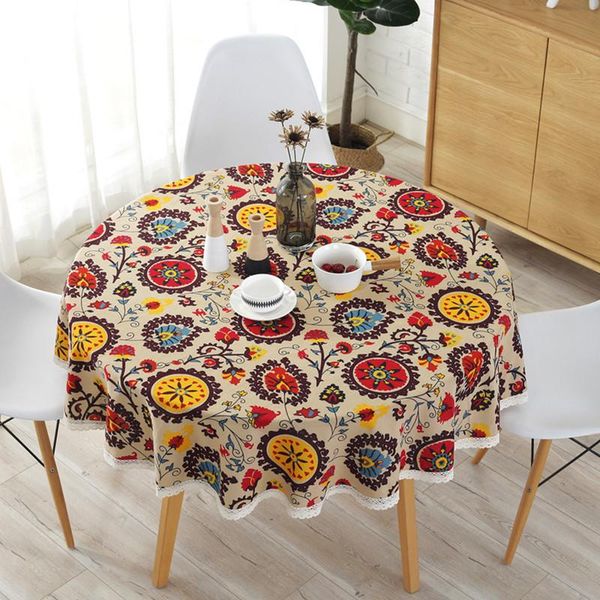 

bohemian lace tablecloth national wind round cotton printed l decorative table cloth sunflower decor table cloth covers lace