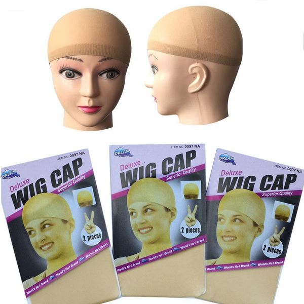 

2 pieces/pack woven mesh wig net stretch net wig cap, Black;brown