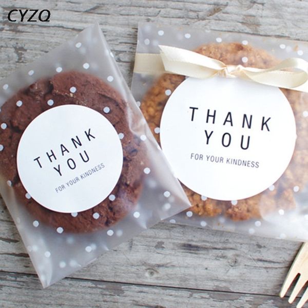 

4 size frosted cute dots plastic wedding party candy cookie packaging bags cupcake wrapper self adhesive gift bag q1218