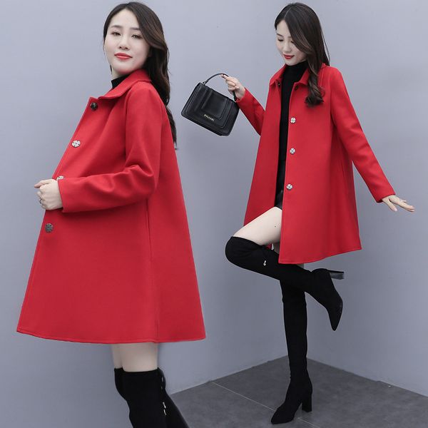 

2021 autumn and winter new black cloak korean style great size loosely women's wool jsi4
