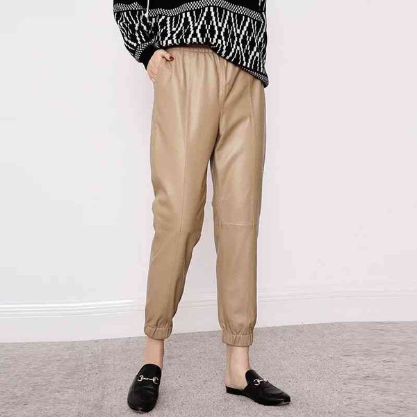 

women's pants & capris cargo pants women casual plus size winter autumn fashion genuine leather streetwear trousers g7ji, Black;white