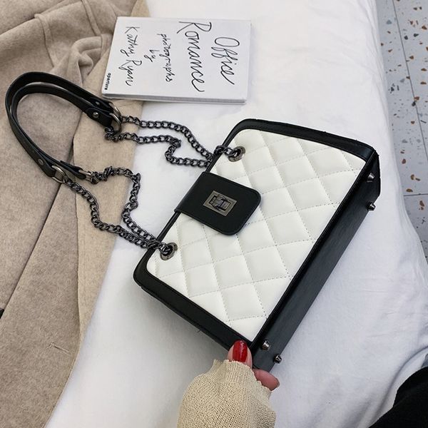 

fgg8z foreign lingge women's square new fashion korean versatile messenger fashion style bagembroidery single 2019 bag embroidery chain