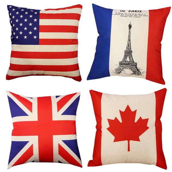 

new national flag case linen cotton square pillowcase individuality furniture & home decorative 45*45cm pillow cover dhc3406