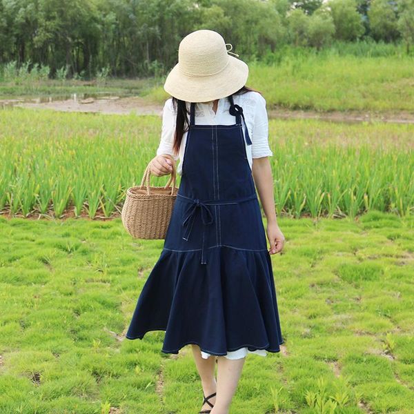 

aprons europe brief fashion cotton kitchen apron women cooking fish tail overalls baking mats with pockets