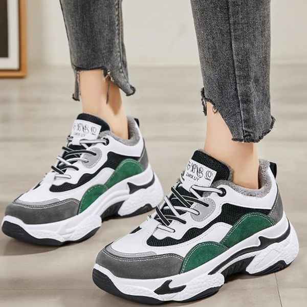 

luxurys designers shoes womens winter sneakers ladies thick platform fashion casual vulcanized shoes woman plush warm footwear, Black
