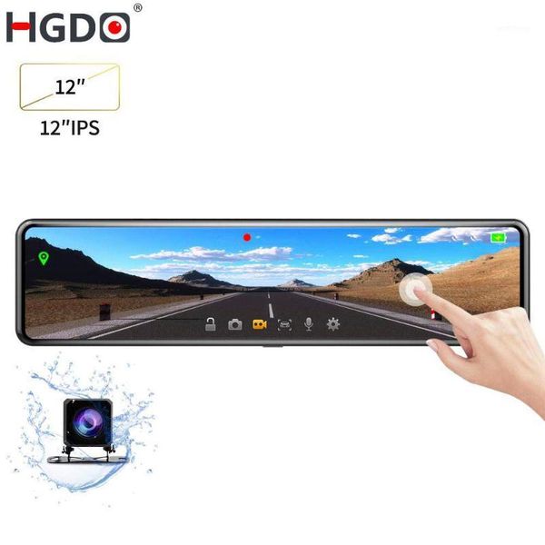 

hgdo 12" 4g wifi car dvr rearview mirror android 8.1 gps auto registrar wifi 2+32g fhd 1080p dash camera driving video recorder1