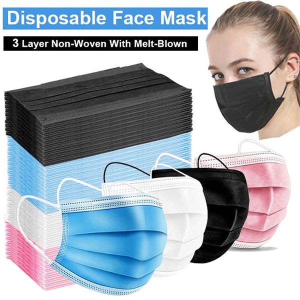 

mascarillas анти-пыль одноразовый рот 10/50/100 шт. 3-слойные нетканые расплавленные маски маски упругих ушных петлей