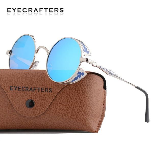

sunglasses round metal polarized steampunk men women fashion glasses brand designer retro vintage vampair uv400 2021, White;black