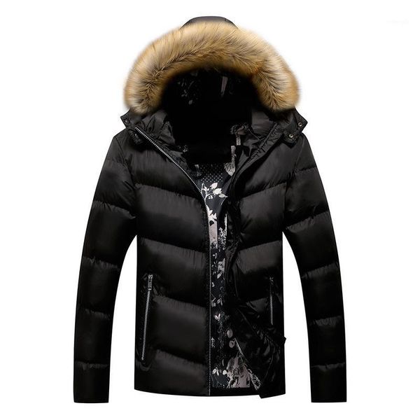 

2020 men's solid color casual thicken warm outdoor cotton clothes youth hooded winter quilted cotton cloth1, Black