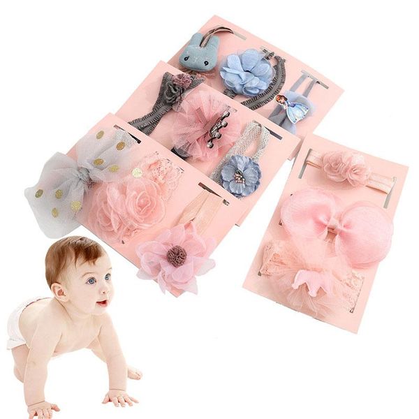 

3pcs set sweet princess newborn baby headband lace flower bows crown baby girl elastic hair bands turban hair accessories wmtmqf rimmer, Slivery;white