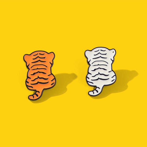 

cute animal little tiger back brooch metal badge pin collar pin uniform button brooch, Gray