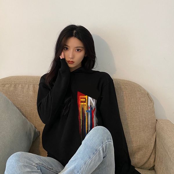 

letters mens& womens fashion hoodies 2020 new hooded clothes hiphop streetwear womens sweatshirts with gxxxxchy embroidery, Black