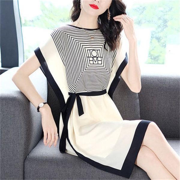 

luxury chiffon geometric dresses batwing ladies'mango dressed for striped women's summer wx0v, Black;gray