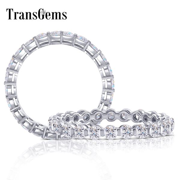 

transgems 10k white gold moissanite engagement rings for women 2.2mm f color moisssanite wedding band for women y200620, Slivery;golden
