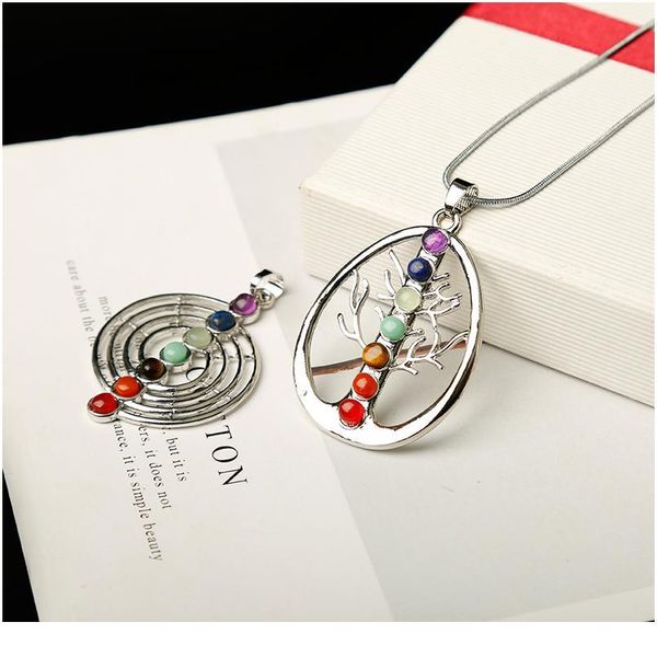 

1pc colourful seven chakras jewelry pendant necklace mineral healing crystals rose quartz meditation holiday party jllusn, Black
