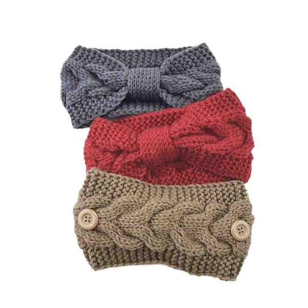 

winter twist knotted ear warmer women button mask holder solid color crochet bow knitted headband turban pink hair accessories q bbybcb