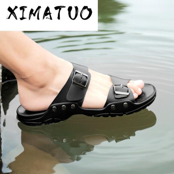 

sandal men sandals breathable summer genuine leather sandals fashion holiday men outdoor shoes big size 501, Black