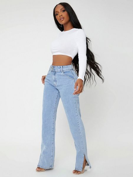 

sxy high waisted light wash jeans y7xr#, Blue