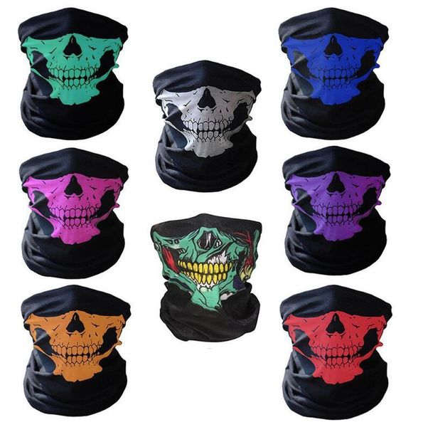 

skull magic turban bandanas skull face masks skeleton outdoor sports ghost neck scarves headband cycling motorcycle wrap, Black