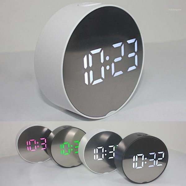 

led digital alarm clock battery operated or usb charger port for bedroom/wall/travel with alarm, calendar and mirror function1