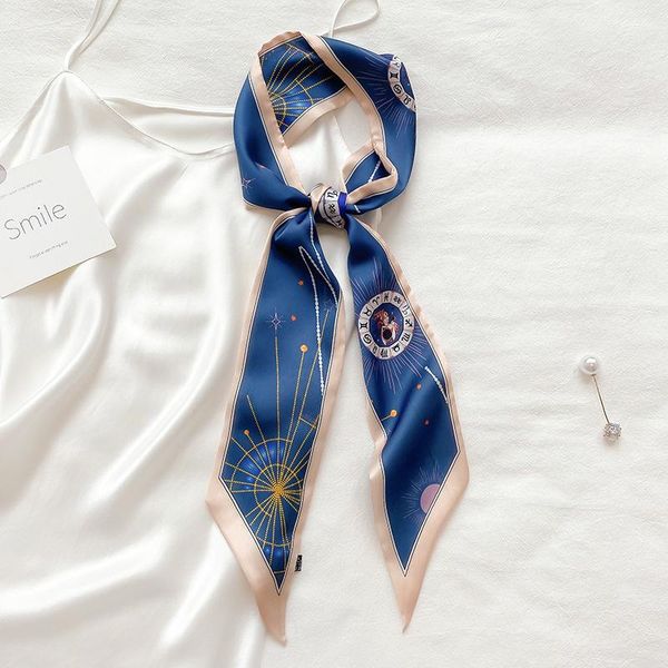 

new 2021 brand neck scarf women silk hair small foulard shawls and wraps poncho neckerchief hijab bandana scarves, Blue;gray