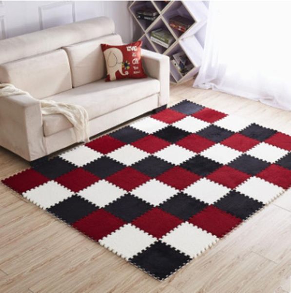 

carpets 10pcs/set 30cm/piece puzzle mat eva foam shaggy velvet carpet door jigsaw plush fabric area rug room floor mats