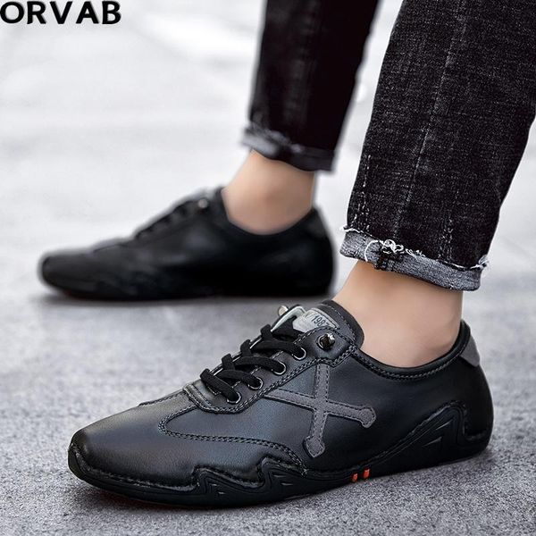 

new style men's loafers comfortable non-slip outdoor walking shoes mens loafers shoes luxury breathable for men, Black